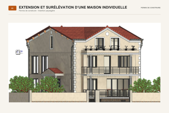 Extension et surélévation d’une maison individuelle – permis de construire.
