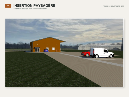 Insertion paysagère d’un projet de bâtiment ERP dans son environnement.